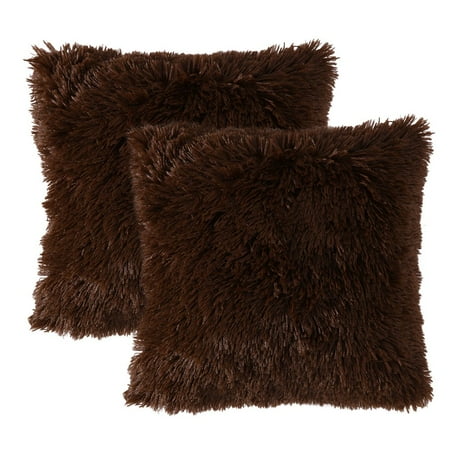 Balance Carb Well Chocolate Tayyakoushi Set of 2 Luxury Faux Fur Daily Decorations Sofa Cushion Covers Zippered Throw Pillow Cover Deluxe Decorative Plush Pillow Case Shell for Bedroom Car 17 x 17 Inch Chocolate ()