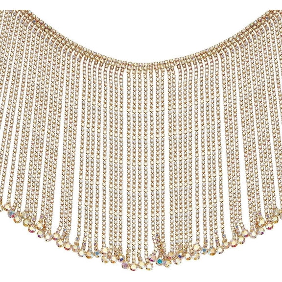 0.5 Yard/46cm Golden Fringe Chain Fringe Applique Trim Beaded Tassel Trim Rhinestone Close Belt Tassel
