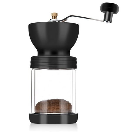 EECOO Manual Coffee Grinder with Grade Burr - Because Hand Ground Coffee Beans Taste Best, Infinitely Adjustable Grind, Glass Jar, Stainless Steel Built To Last, (Best Glass For Bourbon Tasting)