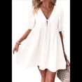 thumbnail image 2 of Vestido Informal de Verano 2025 para Mujer, de Corta, Corte A, con Lazo y Lazo Al Frente, Estilo Babydoll, Holgado y . Crema XL, 2 of 10