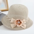thumbnail image 3 of AirLoni Women Bucket Hat French Retro Handmade Woven Bowknot Hat Ruffled Bowknot Decor Wide Brim UV Protection Foldable Breathable Lightweight Casual Sun Hat Yellow,One Size, 3 of 5