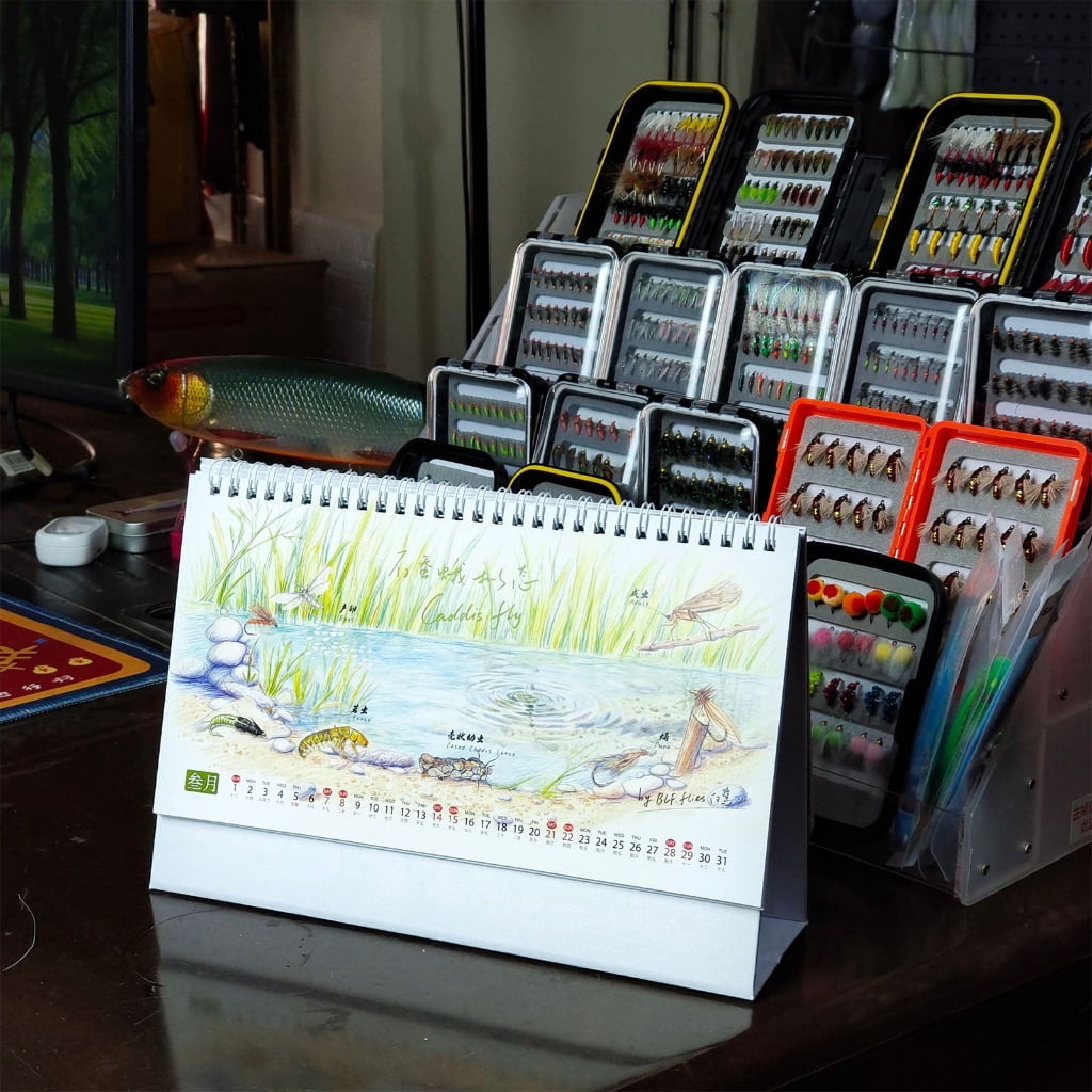 Artistic Diverse Insect Baits Types Print 2026 Desk Calendar Annual 12 Month Organizers For Fly Fishing Creativity