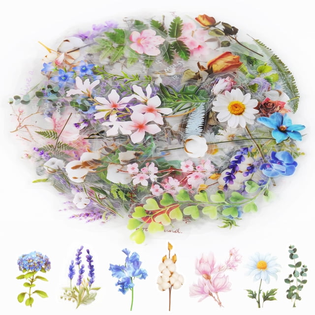 Pegatinas Weenkilly para álbumes de recortes, 160 unidades, flores naturales