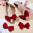 thumbnail image 4 of 1 set 4pcs Bowknot Chiffon Shoe Buckle Clips Detachable Wreath Shoe Decoration Red 130x80mm, 4 of 9