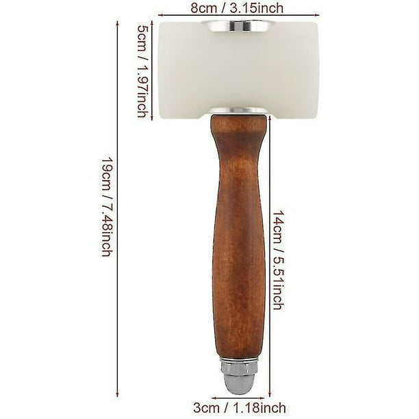 Mazo para tallar madera en forma de T para cuero y nailon (1 pieza, color madera + blanco)