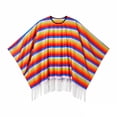 thumbnail image 4 of Mens Workout Shirt Mexican Cape Cape Ethnic Print Striped Fringe Poncho Mens Sprimg Clothing,Orange,One Size, 4 of 4