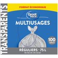 thumbnail image 3 of Great Value Regular Clear Multipurpose Bags, 75L , 100bags, 3 of 4