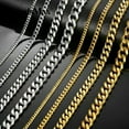 thumbnail image 4 of 3-11mm Silver/Gold Plated Stainless Steel Cuban Link Necklace Chain Choker 16-24, 4 of 9