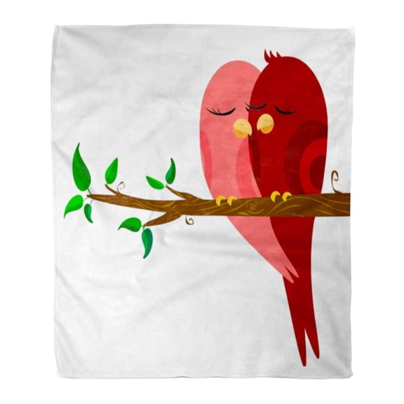 SIDONKU Flannel Throw Blanket Blue Couple Birds in Love Day Wedding Abstract Soft for Bed Sofa and Couch 50x60 Inches