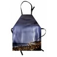 thumbnail image 1 of Nature Apron Majestic View on Coastal Town in Dark Stormy Night Giant Rain Cloud and Flash Photo, Unisex Kitchen Bib Apron with Adjustable Neck for Cooking Baking Gardening, Multicolor, by Ambesonne, 1 of 3