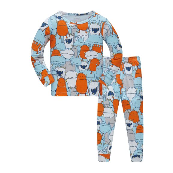 SJLDQY Girls 2 Piece Printed Pajamas Long Sleeve Shirts Pants Pj Sets Fall Winter Sleepwear Cozy Comfy Loungewear Sets for Kids