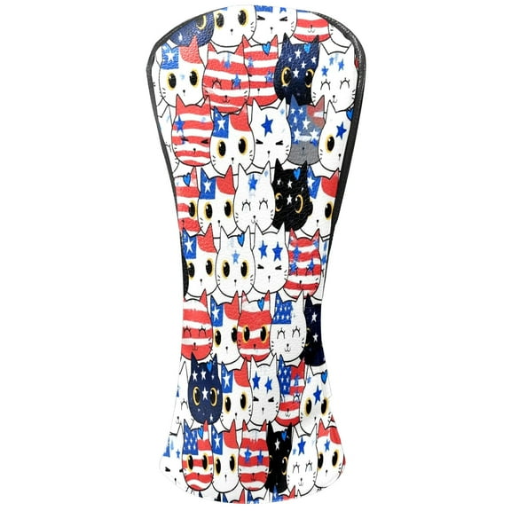 Golf Club Covers, Cartoon2 Premium PU Leather Driver Hybrid Putter Head Covers with Velvet Lining, Waterproof Golf Gifts for Men Women
