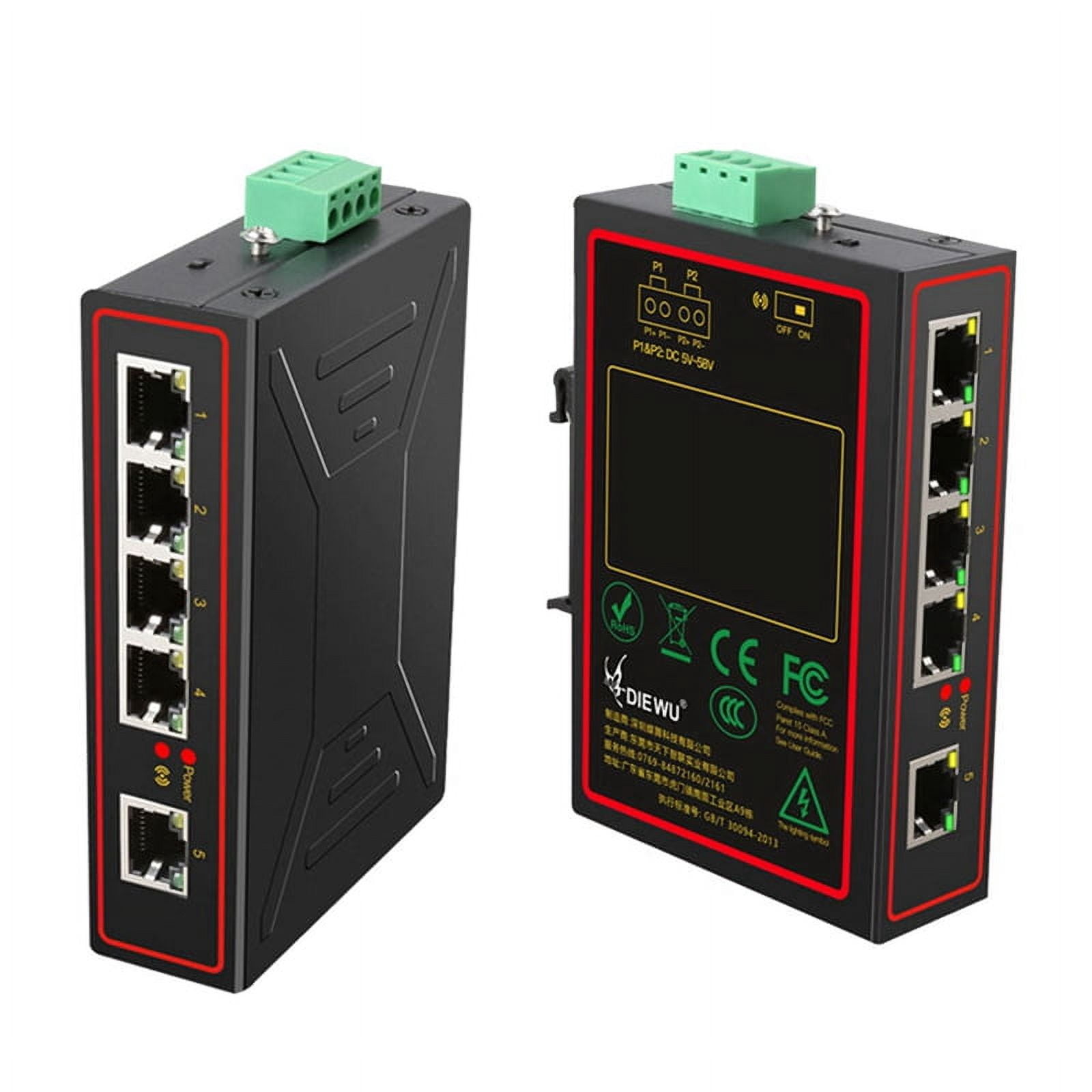 2X 5 Ports 100M Industrial Network Switch RJ45 Hub Internet Splitter RJ45 Switch Plug &Play DIN Rail Type Enhance Switch
