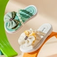 thumbnail image 5 of Girl Sandals Girl Children Shoes Comfortable Soft Soled Slippers Fashionable Flower Pearl Beach Sandals And Slippers #Green, 5 of 7
