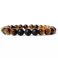 thumbnail image 4 of K-KED 2PCS Natural Stone Tiger Eye Matte Onyx Prayer Beads Men Women Elastic Bracelets, 4 of 9