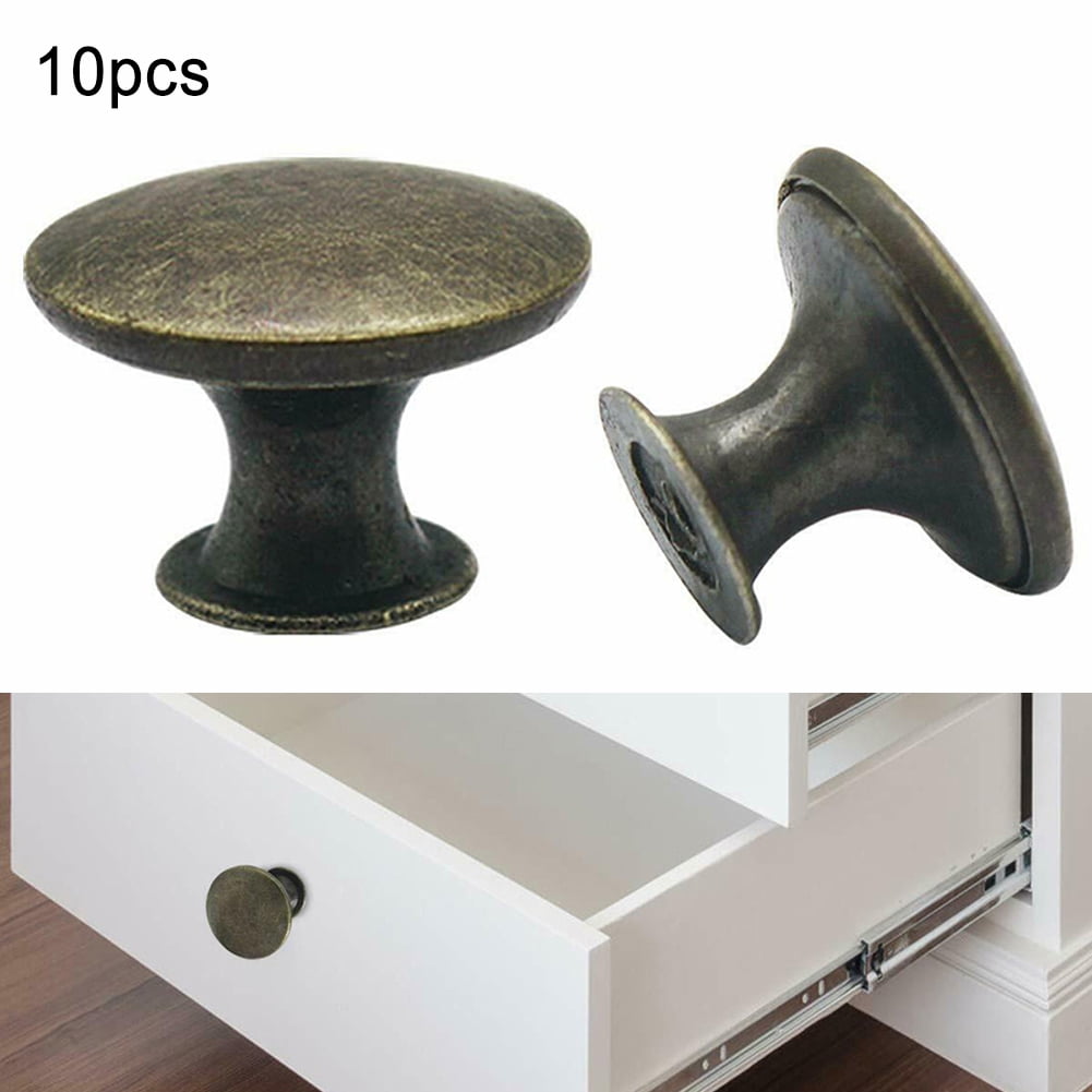 10Pcs Hollow Round Flat Head Pull Handles Knobs with Screws for Drawer