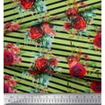 thumbnail image 2 of Soimoi Poly Georgette Fabric Leaves & Rose Flower Printed Craft Fabric by the Yard 52 Inch Wide, 2 of 3