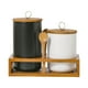 thumbnail image 1 of Juego de botes de cocina herméticos, tarro de cocina, contenedor de almacenamiento de granos de café multiusos para golosinas, café, granja, 2x blanco negro 1 m 1 l, 1 of 9