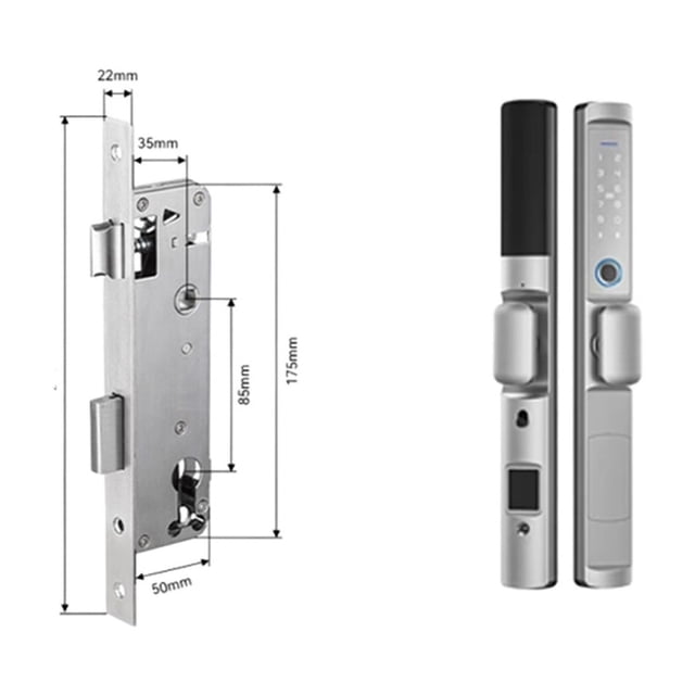 Door Lock, Waterproof Tuya Fingerprint Locks Round Handle Electronic Smart Sliding IC Card Code Lock For Aluminum Glass Push Pull Door ,Easy to Install
