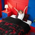 thumbnail image 2 of meiyoeat Red Checkered Grid Twin Duvet Cover For Boys,3D Modern Abstract Geometric Twin Bedding For Kids,Black Reversible,2 Pieces(No Comforter), 2 of 6