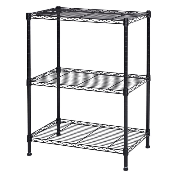 3-Shelf Adjustable, Heavy Duty Storage Shelving Unit, Steel Organizer Wire Rack, Black