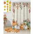 thumbnail image 3 of Thanksgiving Fall Shower Curtain, Sage Green Grey Pumpkins Waterproof Polyester Fabric Fall Bathtub Curtains, Weeping Eucalyptus Leaves Autumn Bathroom Decor Set with Hooks 72 x 72 Inches, 3 of 6
