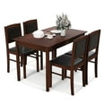 thumbnail image 1 of Gymax 5 PCS Dining Table Set for 4 w/Rubber Wood Legs Upholstered Seat Padded Backrest Brown, 1 of 9
