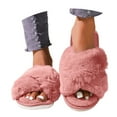 thumbnail image 3 of Women's Slippers House Shoes Memory Foam Open Toe Fluffy Shoes Fuzzy Indoor And Outdoor Slip On Soft Sole Womens Slippers, 3 of 9
