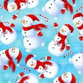 thumbnail image 2 of Christmas Snowmen with Red Scarves and Candy Canes on Light Blue 100% Cotton By the Yard, 2 of 2