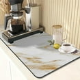thumbnail image 5 of Coffee Mat for Countertops, Marble White Gold Dish Drying Mat 2 Pcs for Kitchen Coffee Bar Accessories, Fit Under Coffee Maker Espresso Machine Dish Rack Hide Stain Rubber Backed 12x19in, 5 of 6