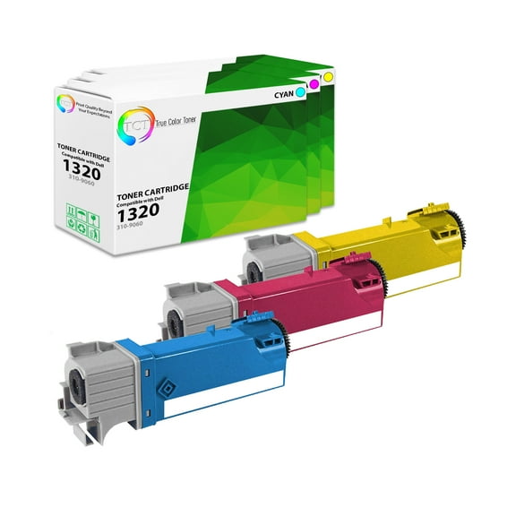 TCT 1320 Color Toner Cartridge 3 Pack - Compatible With Dell 310-9060 310-9064 310-9062