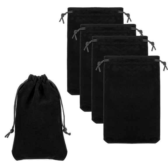 Uxcell Headphone Bag, 5 Pcs 7.87x3.94 Inch Travel Headset Carrying Pouch Soft Drawstring for Over-Ear Headphones, Black