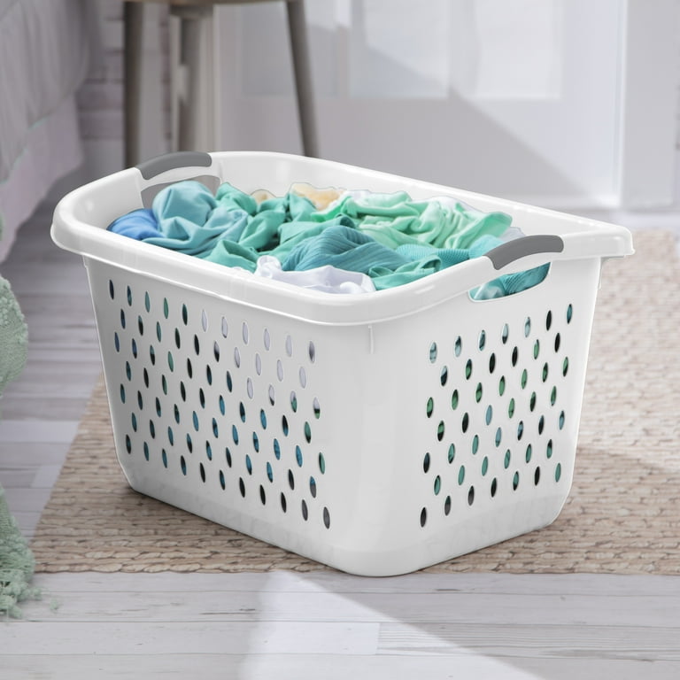 Sterilite 2.7 Bushel Jumbo Plastic Laundry Baskets, White, 2 Pack, Size: 26 3/4 inch Large x 20 inch W x 15 7/8 inch H