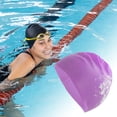 thumbnail image 2 of Gorro de Natación Impermeable con Patrón Floral para Mujeres Morado, 2 of 6