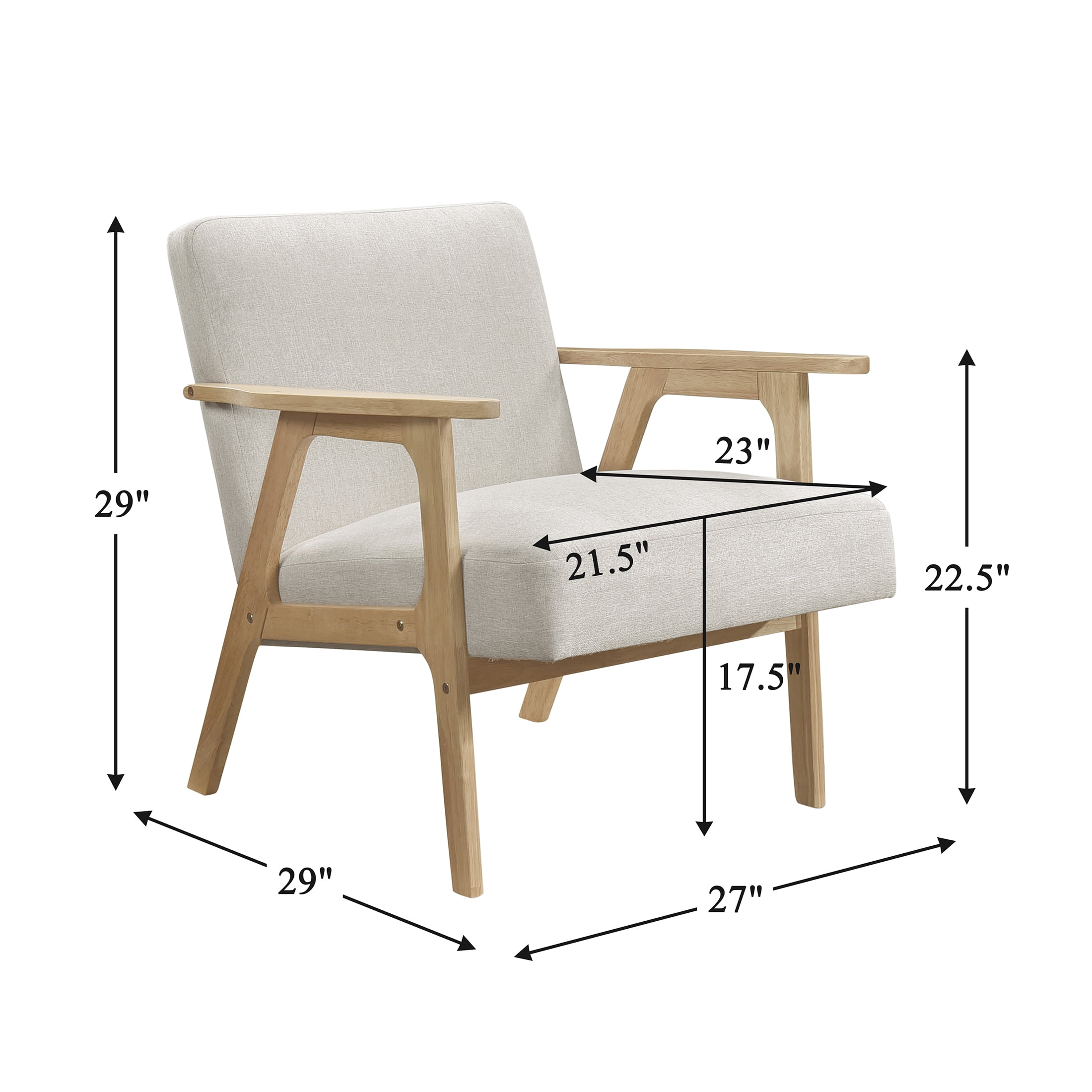 OakvillePark Harrowveil Textured Fabric Accent Chair, Beige/Natural Wood