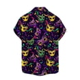thumbnail image 5 of Mardi Gras Outfit for Men Button Down Short Sleeve Shirts Feathers Graphic Tee Funny Novelty Shirts Casual Collared Blouses, 5 of 6
