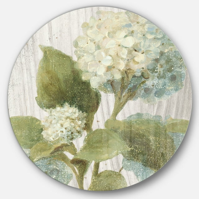 Designart 'Goauche Green Flower II' Farmhouse Metal Circle Wall Art