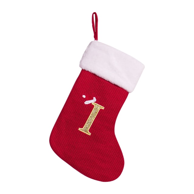 Christmas Gift Bag Knitted Wool Stocking With Embroidered Letter Design 30 cm x 21 cm x 2 cm For Children Candy And Small Holiday Presents