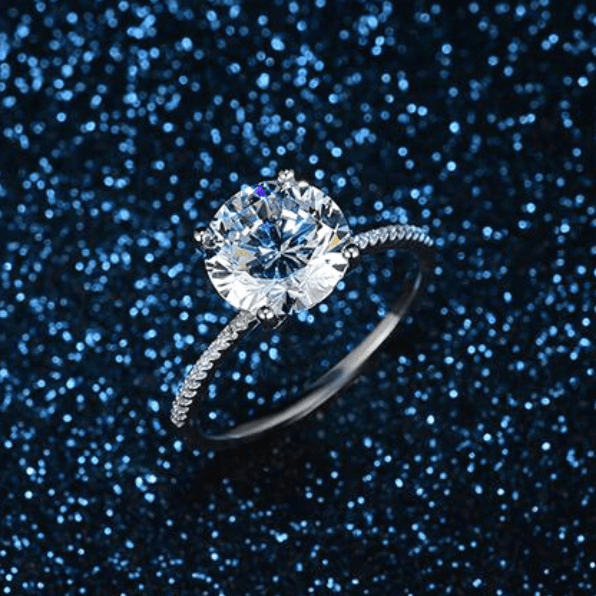 Stunning 14K Gold Plated Sterling Silver 3Ct Round Cut Solitaire Cubic Zirconia Diamond Pave Ring for Women Bridal Promise Engagement Wedding Anniversary
