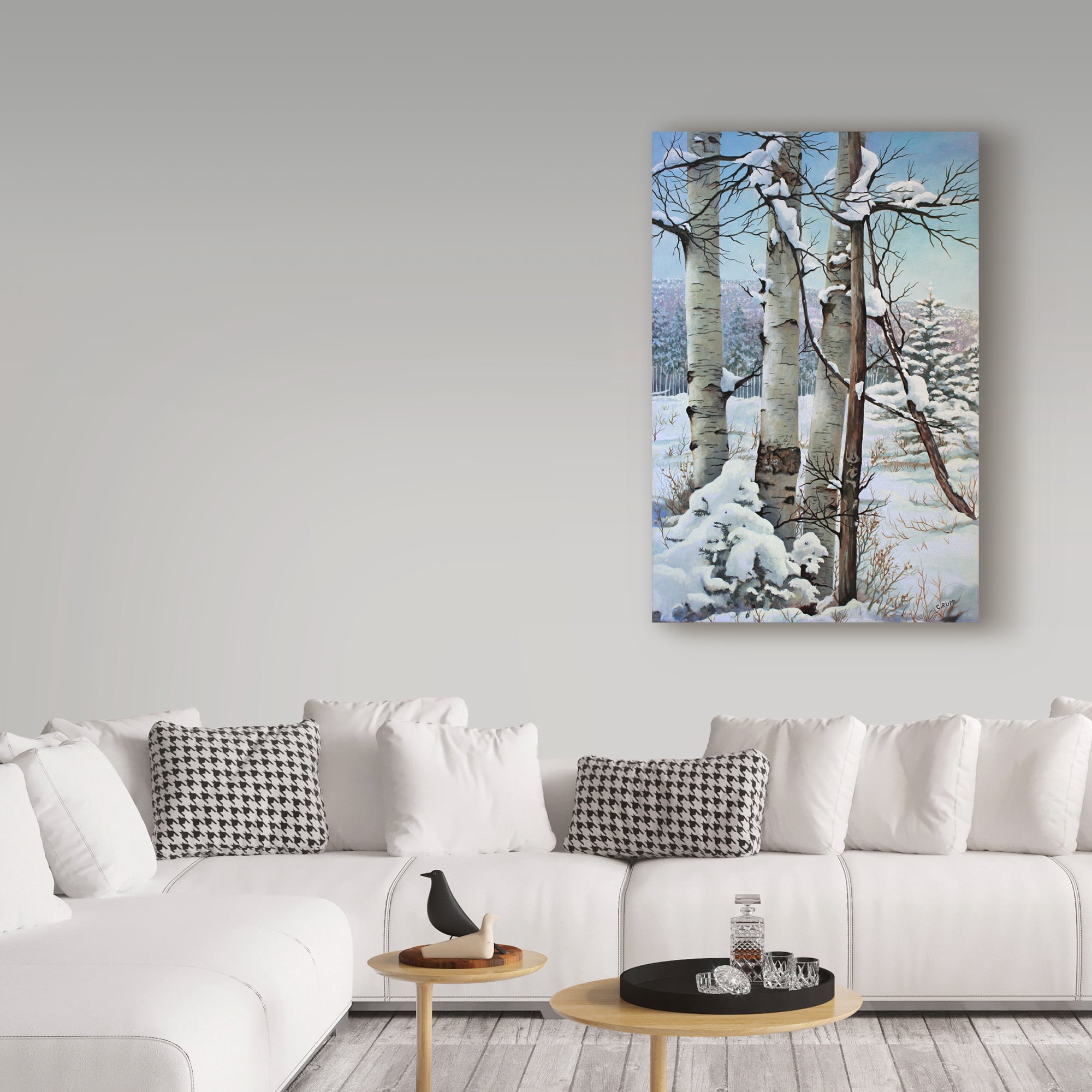 Trademark Fine Art 'Winter Snow with Aspen' Canvas Art by Carol J Rupp