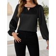 thumbnail image 6 of Women'S Satin Casual Long Sleeve Shirt, Elegant Business Work Top, Formal Autumn Outfit for the Office Black L, 6 of 9