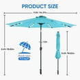 thumbnail image 2 of edx 10ft Solar 32 LED Lights Patio Umbrella with Tilt Adjustment and UV-Resistant Polyester Fabric，Market Umbrella for Outdoor, Lake Blue, 2 of 6