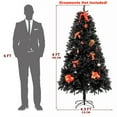 thumbnail image 3 of Black Unlit Artificial Xmas Tree, 6FT Premium PVC Hinged Branch Christmas Tree with Sturdy Metal Stand, Modern Holiday Décor for Home, Office, or Halloween Party, 3 of 8