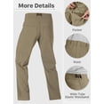thumbnail image 4 of Pantalones de senderismo FREE SOLDIER para hombre, impermeables y de secado rápido, color arena, 4 of 6