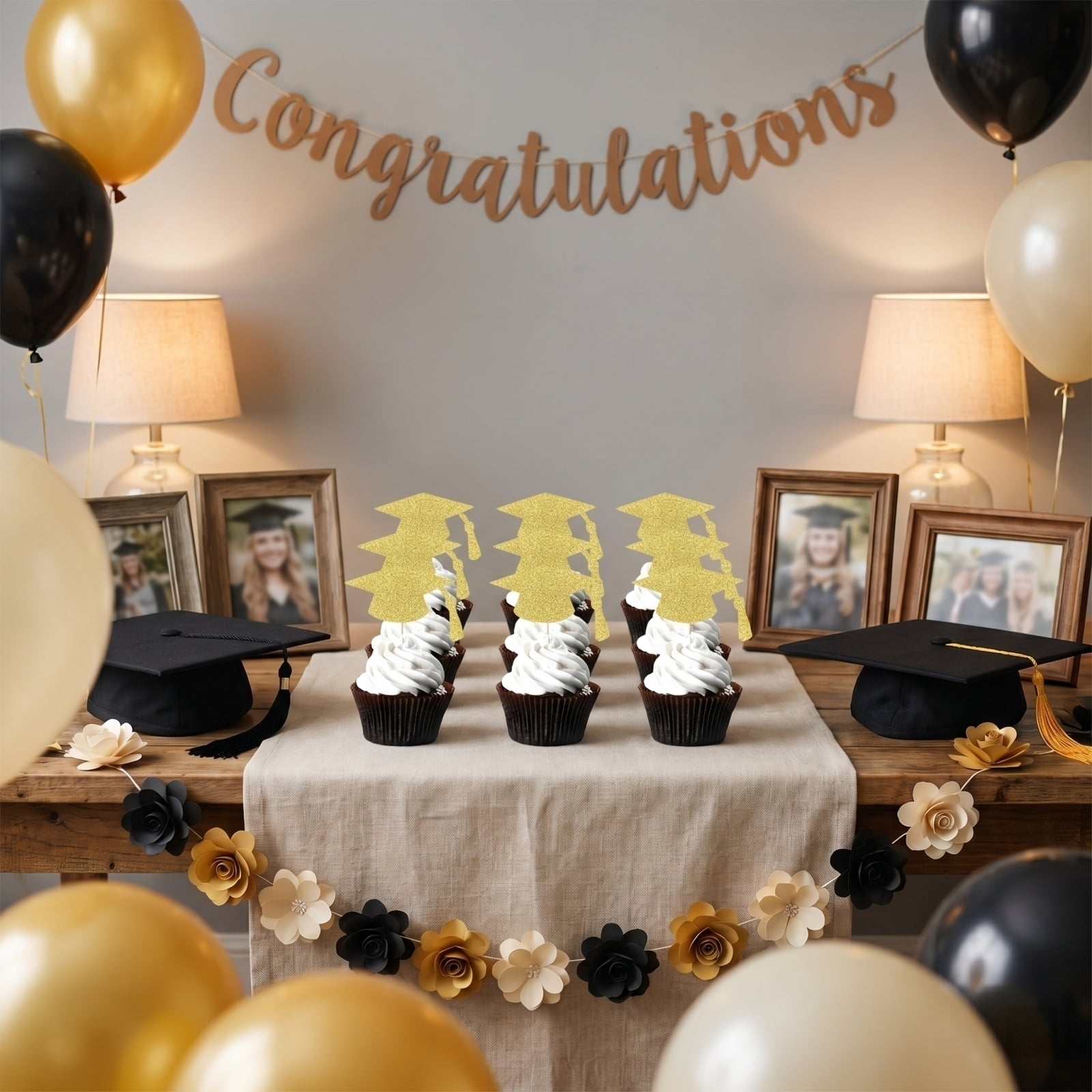 Cthrlog Graduation Party Decorations 2026 Graduation Decorations Doctoral Hat Cake Signage Set for College Graduation Celebration 24PCS Tassel Cake Topper and Plaque Accessories