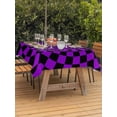 thumbnail image 3 of Outdoor Tablecloth with Umbrella Hole for Patio/Picnic/Party/Camping, Purple Black Checkered Waterproof Table Cloth Rectangle Table Cover Washable, Modern Abstract Art (60"x 102"), 3 of 9