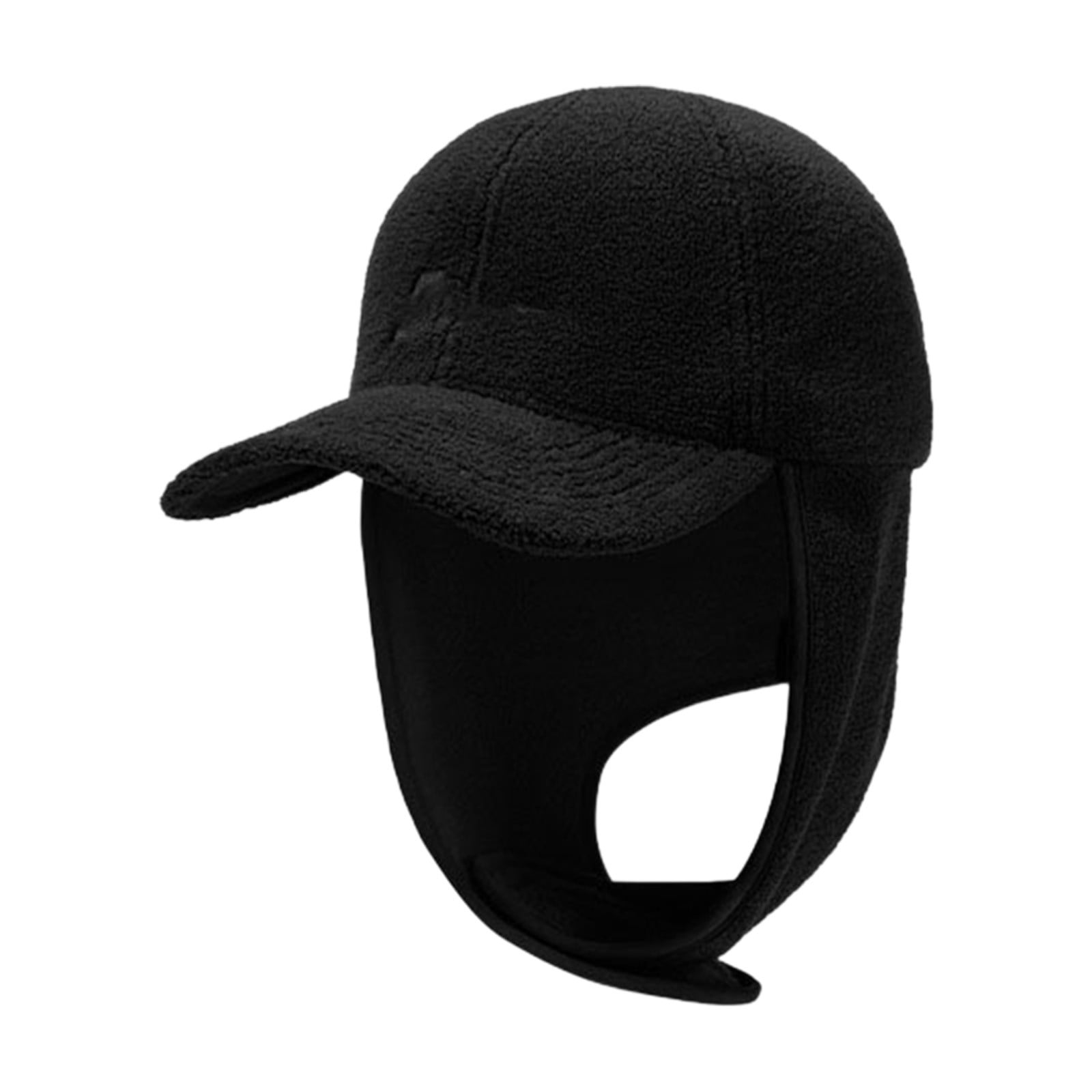 Winter Hat with Ear Flaps for Men and Women, Thermal Fleece Lined Beanie for Cold Weather, Windproof Ski Snowboard Skating Outdoor Sports, Adjustable Knit Cuff Trapper Hat with Foldable Ear Covers