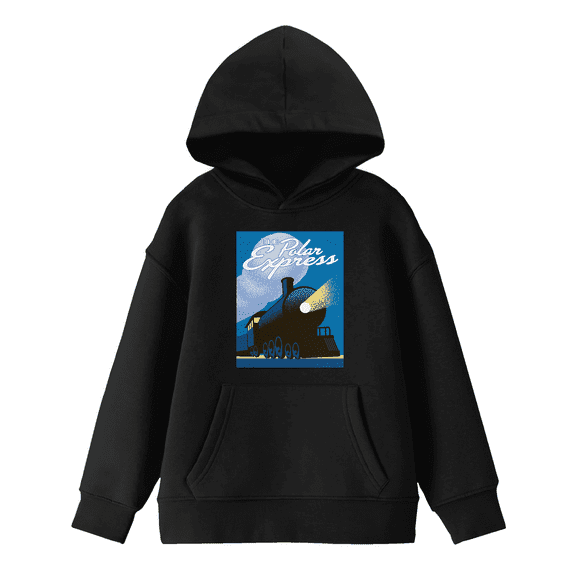 The Polar Express Vintage Poster Boy's Black Hoodie-XL
