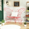 thumbnail image 4 of HLR Outdoor Bench with Butterfly Inspired Pattern, 50'' Metal Frame Patio Garden Chair Cast Iron, Pink, 4 of 8
