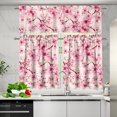 thumbnail image 5 of Aplkyhs Cherry Blossom Valance Window Curtains Set Small Window Swag and Tiers Privacy Street Window Curtains Thermal Insulated 3 Piece Easy to Install for Laundry Bathroom RV, 5 of 6